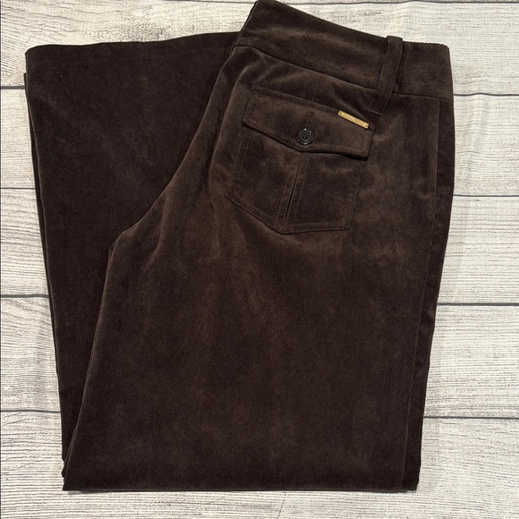 Women’s Michael by Michael Kors Fine Wale Corduroy wide leg pants brown size 10 - Picture 1 of 13
